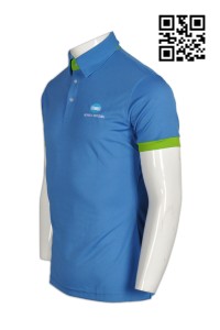 P614  設計撞色上級領Polo恤  供應緊身男士Polo恤  電子 電腦數碼行業 訂購修身Polo恤 Polo恤專門店    海藍色